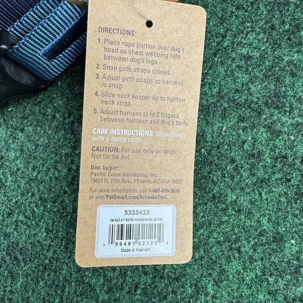 NWT Arcadia Trail XXL Unisex Dog Puppy Rope Harness Green Blue Paracord Outdoor